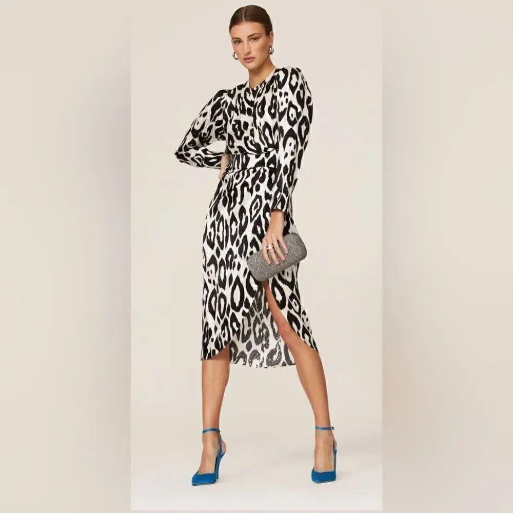 Ronny Kobo Zebra Jade Silk Cocktail Dress Size Small
